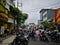 Surabaya, Indonesia, March 24, 2019. Main road at Genteng Tunjungan Street closed for city flower parade. become parking area.