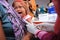 Surabaya indonesia, may 21, 2014. a health worker is giving immunization shots to a child.