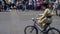 surabaya-indonesia. November 9, 2019.Happy bicycle riders standing in city park