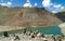 Suraj Taal mountain lake with the Buddhist stupas