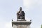 Surakarta, Indonesia - September 1, 2021: Statue of the first president of Indonesia, Ir. Sukarno who was sitting.