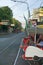 Surakarta, Indonesia â€“ January 1, 2021: Pedicab drivers are hanging out on the road around the Surakarta Kasunanan Palace