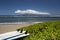 Surf boards lying on beach. Lahaina, Maui, Hawaii