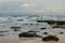 The surf breaks over a rock pool at South Curl Curl