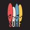 Surf illustration typography with surf boards