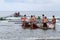 Surf lifesavers training with surf boats