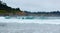 Surf at mouth of Big river in Mendocino county, California, USA.