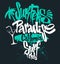 Surf paradise lettering, t-shirt graphics, vector illustration