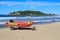 Surf rescue boat on Mount Maunganui beach, New Zealand