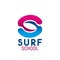 Surf school letter S vector icon