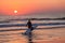 Surf-Ski Canoe Paddler Ocean Sunrise