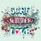 Surf summer love hand lettering