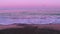 Surf after Sunset and Seagulls. Slow Motion