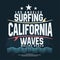 Surf t-shirt graphic design. Surfing grunge print stamp. California, Los Angeles surfers wear typography emblem