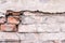 Surface of cement. Light brick wall. Old architecture