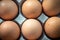 Surface of eggs in the paper package with softfocus background