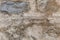 The surface of the sandy rock. Durable building material and archaeological site. Background. Space for text