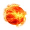 Surface of the Sun with solar flares close-up on a transparent background. Magnetic storms or solar flares isolated on