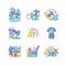 Surface water sport RGB color icons set