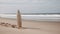 surfboard on an empty wild beach generative ai