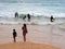 Surfboard Riders in Rough Surf, Manly Beach, Australia