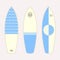 Surfboard set. Different surfboards design. Vector illustration
