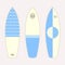 Surfboard set. Different surfboards design. Vector illustration.