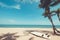 Surfboard on tropical beach in summer.