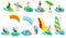 Surfboard Types Icon Set