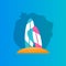 Surfboard vector flat material design object.