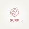 surfboard and wave minimalist line art logo template vector illustration design. simple modern surfer, water sport, surfboard logo
