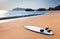 Surfboard on the wild beach