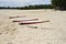 Surfboards on the beach. Mauritius