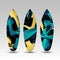 Surfboards Design Template with Abstract Graffiti Pattern