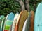 Surfboards at kuta beach on the island of bali