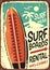 Surfboards rentals retro tin sign design