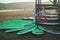 Surfboards on sandy beach on day