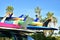 Surfboards stacked on car roof tropical Baja, Mexico