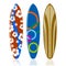 Surfboards on a white background