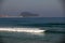 Surfer beach of Zarautz with people surfing in front of Getaria