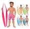 Surfer boy, in different colors