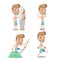 Surfer Cartoon Guy Character Set Vector