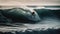 A surfer catching a wave in the ocean created with Generative AI