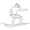 Surfer continuous line vector illustration