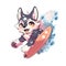 A surfer dog who loves riding waves at the beach, AI Generated, Sticker ver.22