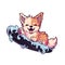 A surfer dog who loves riding waves at the beach, AI Generated, Sticker ver.26