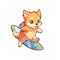 A surfer dog who loves riding waves at the beach, AI Generated, Sticker ver.4