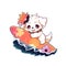 A surfer dog who loves riding waves at the beach, AI Generated, Sticker ver.5