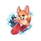 A surfer dog who loves riding waves at the beach, AI Generated, Sticker ver.7