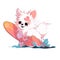 A surfer dog who loves riding waves at the beach, AI Generated, Sticker ver.9